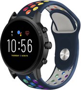 Siliconen Smartwatch bandje - Geschikt voor  Fossil Gen 5 sport band - donkerblauw kleurrijk - Strap-it Horlogeband / Polsband / Armband