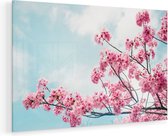 Artaza Glasschilderij - Roze Bloesemboom - Bloemen - 135x90 - Groot - Plexiglas Schilderij - Foto op Glas