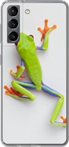Geschikt voor Samsung Galaxy S21 hoesje - Kikker - Dieren - Groen - Siliconen Telefoonhoesje