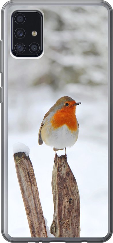 Coque Samsung Galaxy A52 5G - Vogel - Clôture - Neige - Siliconen - Sinterklaas - Noël - Cadeaux - Cadeaux chaussures