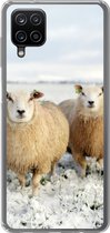 Geschikt voor Samsung Galaxy A12 hoesje - Groep nieuwsgierige schapen - Siliconen Telefoonhoesje