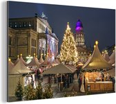 Wanddecoratie Metaal - Aluminium Schilderij Industrieel - Berlijn - Kerstmarkt - Duitsland - 90x60 cm - Dibond - Foto op aluminium - Industriële muurdecoratie - Voor de woonkamer/slaapkamer