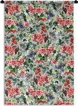 Wandkleed - Wanddoek - Kerst - Waterverf - Rood - 120x180 cm - Wandtapijt