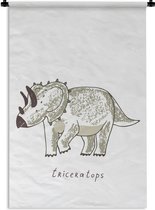 Wandkleed - Wanddoek - Kinderkamer - Triceratops - Dinosaurus - Jongen - Meisje - Kind - 120x180 cm - Wandtapijt