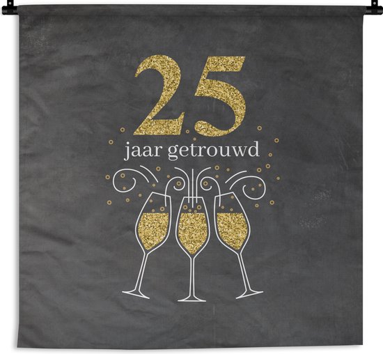 Tapisserie - Tissu mural - Mariage - 25 ans mariés - Citations - Proverbes - 180x180 cm - Tapisserie