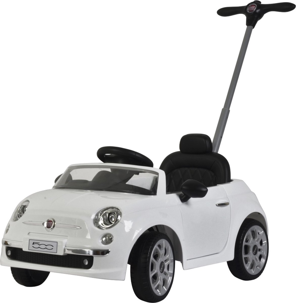 Eco Toys Fiat 500 Loopauto Wit met duwstang
