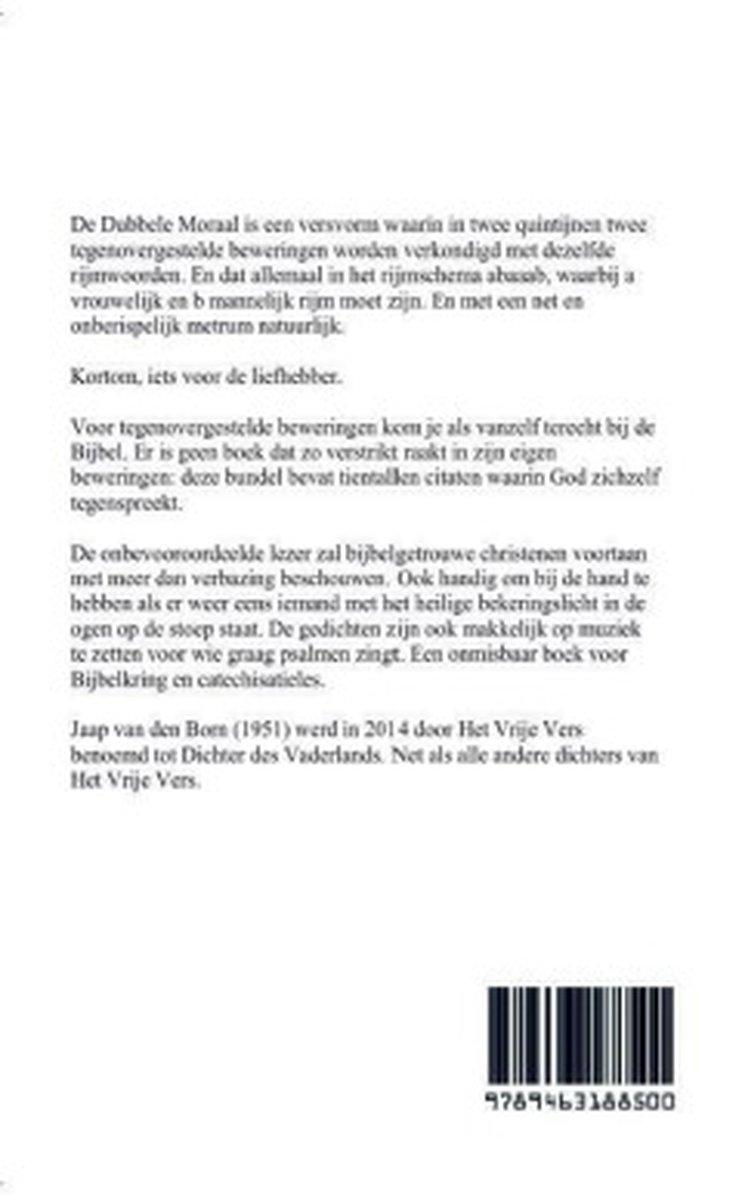 Dubbele moraal - back cover