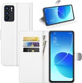 Oppo Reno6 Hoesje - MobyDefend Kunstleren Wallet Book Case - Wit - GSM Hoesje - Telefoonhoesje Geschikt Voor Oppo Reno6