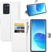 Oppo Reno6 Pro Hoesje - MobyDefend Kunstleren Wallet Book Case - Wit - GSM Hoesje - Telefoonhoesje Geschikt Voor: Oppo Reno6 Pro