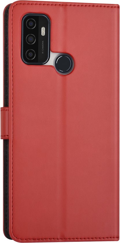 Étui rouge pour Oppo A53s - Étui à livres - Porte-cartes - Fermeture magnétique