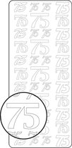 Vaessen Creative Sticker - 10x23cm - 10st - zilver cijfer 75