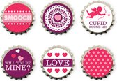 Crazy for you Bottle Caps - Liefde - Roze - 6 stuks