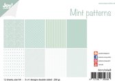 Joy! Crafts Papierset - Design - Mint patronen A4 -12 vel - 3x4 designs dubbelzijdig geprint - 20