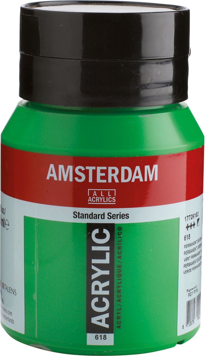 Amsterdam Standard Series Acrylverf Pot 500 ml Permanentgroen Licht 618