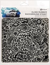 Ranger SH Cling Rubber Background Stamp 6x6 School Scribbles HUR71754 Simon Hurley