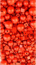 Wooden beads in glass +/-85g orange