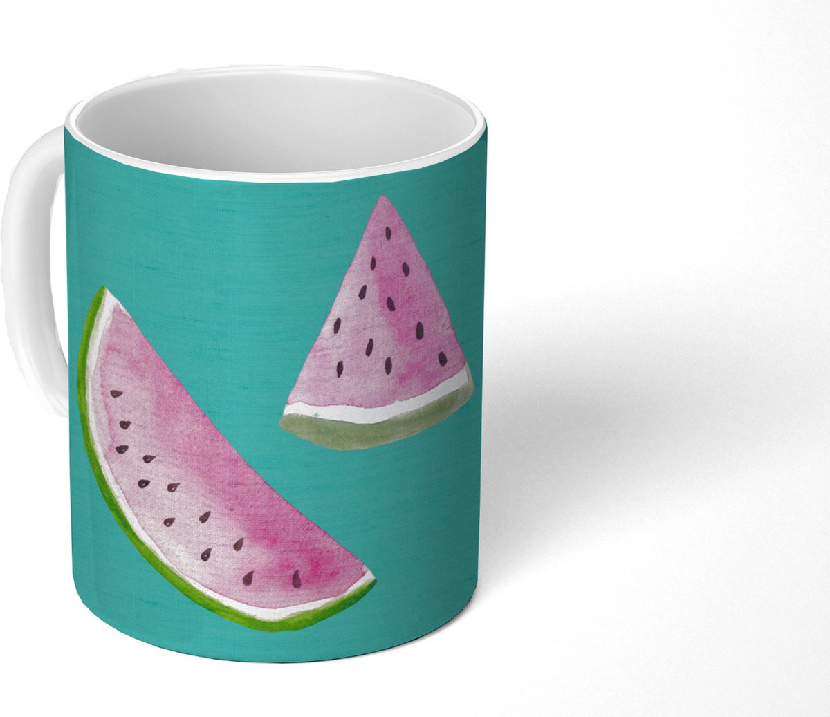 Mok - Koffiemok - Meloen - Waterverf - Blauw - Mokken - 350 ML - Beker - Koffiemokken - Theemok