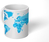 Mok - Wereldkaart - Blauw - Simpel - 350 ML - Beker