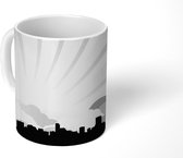 Mok - de skyline van Denver onder een blauwe lucht - zwart wit - 350 ML - Beker
