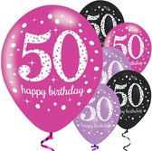 Ballonnen ‘50 Happy Birthday’ Assorti - 6 stuks