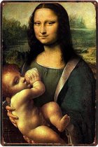 Retro Muur Decoratie uit Metaal Mona Lisa 20x30cm DU-8118