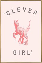 JUNIQE - Poster met kunststof lijst Clever Girl -40x60 /Roze