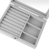 Clever Storage Ringen en oorbellen houder - Grijs - Sorteervakken, Decoratief, Met deksel