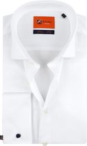 Suitable - Overhemd White Twill Dubbelmanchet - 42 - Heren - Slim-fit