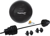 Tunturi - Fitness Set - Vinyl Barbell/Dumbbell Set 50Kg   - Gymball Zwart 55 cm