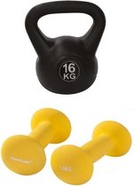 Tunturi - Fitness Set - Neopreen Dumbbellset 2 x 1,5 kg - Kettlebell 16 kg