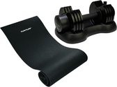 Tunturi - Fitness Set - Verstelbare Dumbbellset 12,5 kg - Fitnessmat 160 x 60 x 0,7 cm