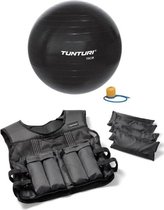 Tunturi - Fitness Set - Gewichtsvest 10 kg - Gymball Zwart 75 cm
