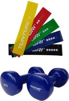 Tunturi - Fitness Set - Vinyl Dumbbell 2 x 4 kg  - Weerstandsbanden 5 stuks