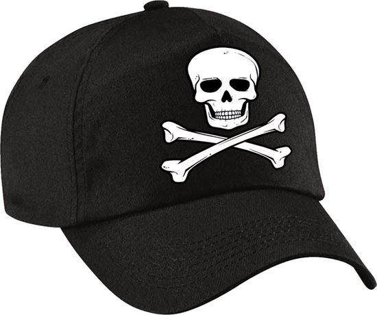 Piraten verkleed petje/cap met doodskop zwart voor jongens/meisjes - Carnaval kostuum accessoires