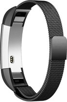 Milanees Smartwatch bandje - Geschikt voor Fitbit Alta / Alta HR Milanese band - zwart - Strap-it Horlogeband / Polsband / Armband - Maat: Maat L