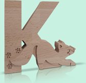 Houten letter K met een vosje