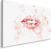 Schilderij - Lippen in Aquarel, roze/wit, 4 maten, premium print