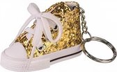 sleutelhanger Sportschoen Glitter 8,5 cm textiel goud