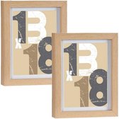 2x stuks houten fotolijst bruin geschikt voor een foto van 13 x 18 cm of 15 x 20 cm