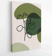 Canvas schilderij - Foliage line art drawing with abstract shape. Abstract Plant Art design for print, cover, wallpaper, Minimal and natural wall art. 3 -    – 1861710913 - 115*75