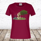 T shirt paard bordeaux -James & Nicholson-134/140-t-shirts meisjes