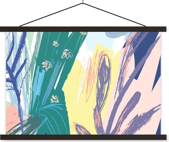 Porte-affiche avec affiche - Affiche scolaire - Été - Couleur - Abstrait - 60x40 cm - Lattes noires