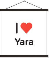 Posterhanger incl. Poster 90x90 cm - Schoolplaat - I love - Yara - Meisje - Textielposter - Zwarte latten