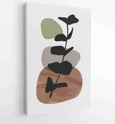 Canvas schilderij - Foliage line art drawing with abstract shape. Abstract Plant Art design for print, cover, wallpaper, Minimal and natural wall art. 3 -    – 1823785553 - 40-30 V