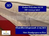 1-Persoons Matras - POCKET Polyether SG30 7 ZONE 21 CM - 3D - Met handgrepen en Biez  - Zacht ligcomfort - 80x220/21