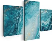 Artaza Canvas Schilderij Drieluik Abstracte Kunst Blauwe Oceaan - 90x60 - Foto Op Canvas - Canvas Print