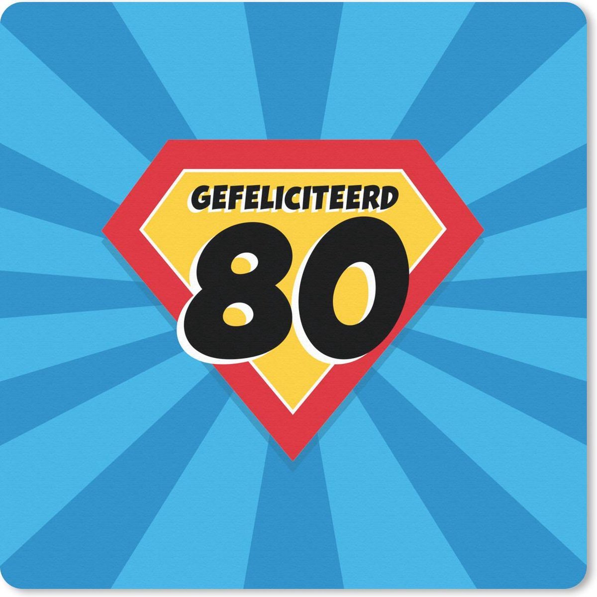 Muismat 30x30 cm - Mousepad Jubileum - 80 jaar - Superheldencape - Muismatten