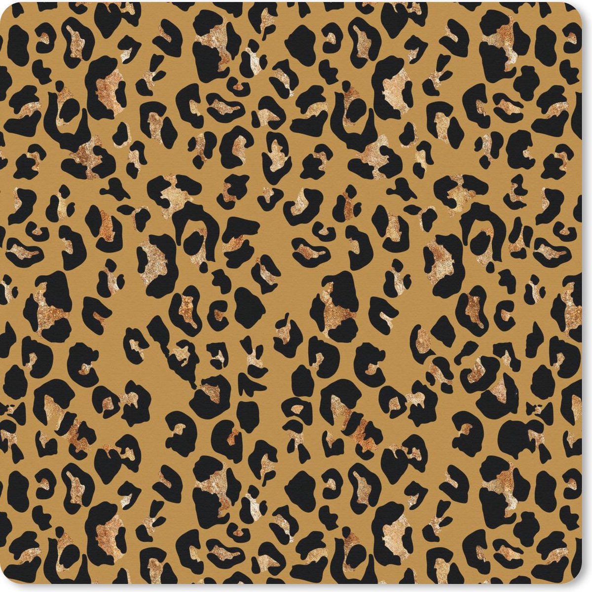 Muismat 30x30 cm - Mousepad Panterprint - Geel - Goud - Muismatten