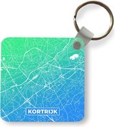 Sleutelhanger - Uitdeelcadeautjes - Stadskaart - Kortrijk - België - Blauw - Plastic