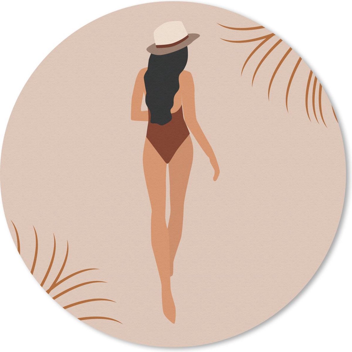 Muismat rond 40x40 cm - Mousepad Zomer - Vrouw - Pastel - Ronde muismatten